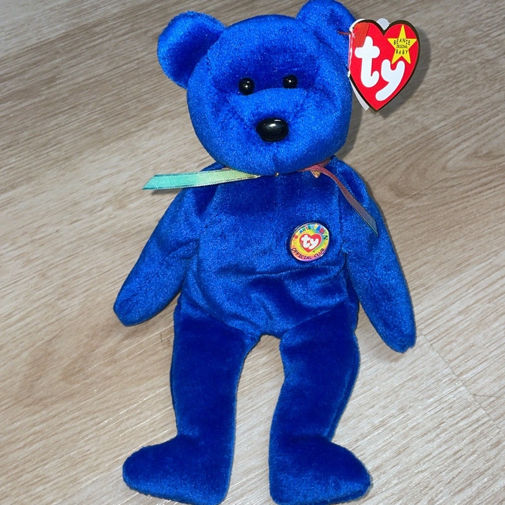 TY Beanie Baby 1998 "Clubby" The Bear" Retired Blue Plush Toy with Tag ~Mint~ - Picture 2 of 8